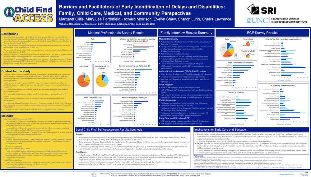 Barriers and Facilitators of Early Identification of Delays and Disabilities: Family, Child Care, Medical, and Community Perspectives Thumbnail